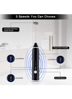 Generic Nescafe Egg Beater 2 in 1 - USB Rechargeable Electric Foamer - 3-Hand Coffee Milk Frother - Nescafe Latte Cappuccino Mixer with 2 Stainless Steel Whisks - Egg Body Beater and Mini Drink Mixer for Milkshake, Hot Chocolate, Frappe, Egg Mix - Nescafe Beater (Comes in Fixed Color Unspecified)  - Image 3