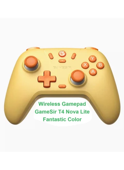 Classic Wireless Gamepad GameSir Nova Lite Fantastic Color Multiplatform Bluetooth Gaming Controller for PC, Steam, Switch, iOS, Android Yellow
