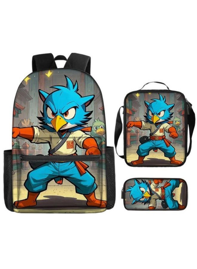 Cartoon three-piece schoolbag with zipper - 406  - Image 2