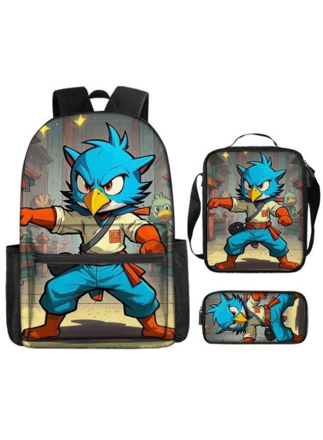 Cartoon three-piece schoolbag with zipper - 406  - Image 1