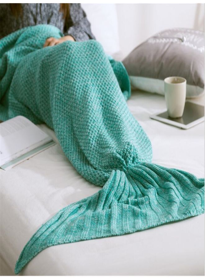 NIBEMINENT Mermaid Tail Style Woolen Knitted Blanket Cotton Green 70 x 140centimeter 