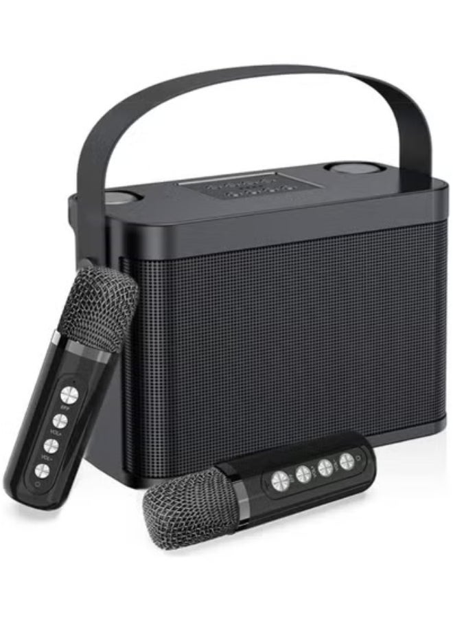 YS YS-219 Bluetooth Karaoke Speaker System with Dual Wireless Microphones, Portable Outdoor Sound System with Deep Bass, Vocal Effects, USB/TF Card Support, Rechargeable Battery – Perfect for Parties, Events, and Gatherings – Black  - Image 3