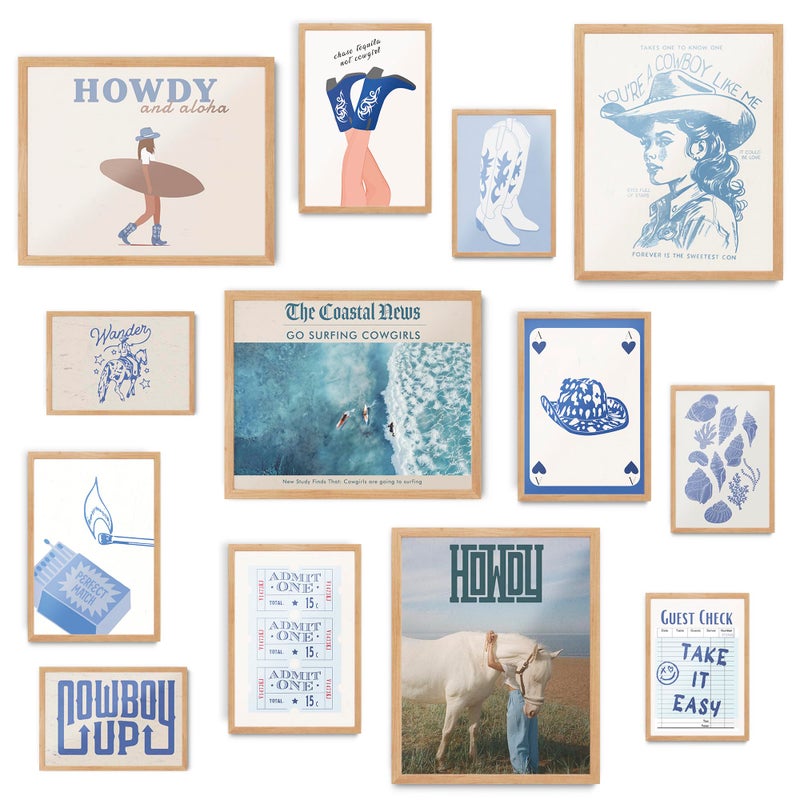 Fardes Coastal Granddaughter Room Decor Cowgirl Aesthetic Pictures Teen Girls Bedroom Surfboard Wall Art Prints Beachy Wall Decor - Image 2