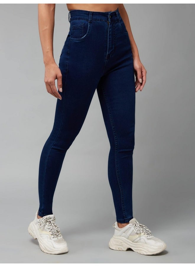 Miss Chase - Miss Chase Women's Skinny Fit High/Mid Rise Regular Length Stretchable Denim Jeans (MCSS21DEN99-38-320-32, Presidential Blue, 32) - Image 1