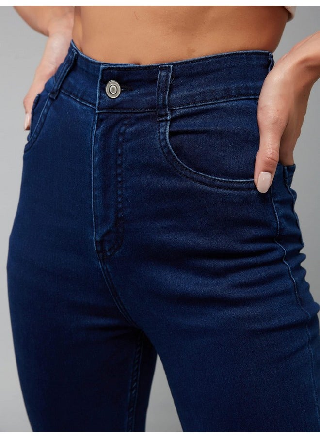 Miss Chase - Miss Chase Women's Skinny Fit High/Mid Rise Regular Length Stretchable Denim Jeans (MCSS21DEN99-38-320-32, Presidential Blue, 32) - Image 1