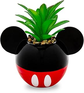Silver Buffalo Silver Buffalo Disney Mickey Mouse 3-Inch Ceramic Mini Planter with Artificial Succulent | Small Flower Pot, Faux  - Image 1