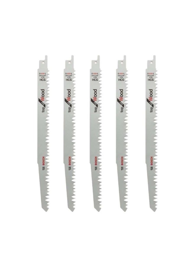 BOSCH Professional S1531L Top Reciprocating Sabre Saw Blade For Wood 240mm Length,5 Pcs/Set-2608650676 - Image 1