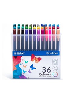 Maxi 36-Piece Triangular Fine Liner In A Plastic Box Green/Blue/Pink  - Image 1