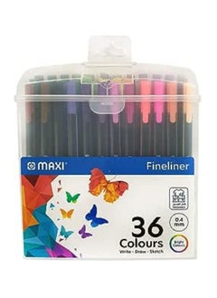 Maxi 36-Piece Triangular Fine Liner In A Plastic Box Green/Blue/Pink  - Image 2