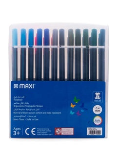Maxi 36-Piece Triangular Fine Liner In A Plastic Box Green/Blue/Pink  - Image 3