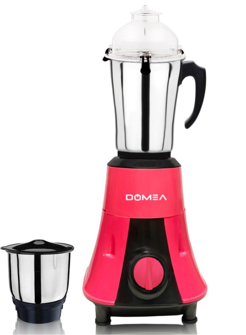 DOMEA مطحنة/خلاط هندي متعدد الوظائف 2 في 1، سائل 1.5 لتر وجرة 400 مل مع محرك نحاسي عالي الطاقة | 3 سرعات للتحكم والنبض | مرطبانات وشفرات من الفولاذ المقاوم للصدأ، 550 وات، ضمان لمدة عامين  - Image 1