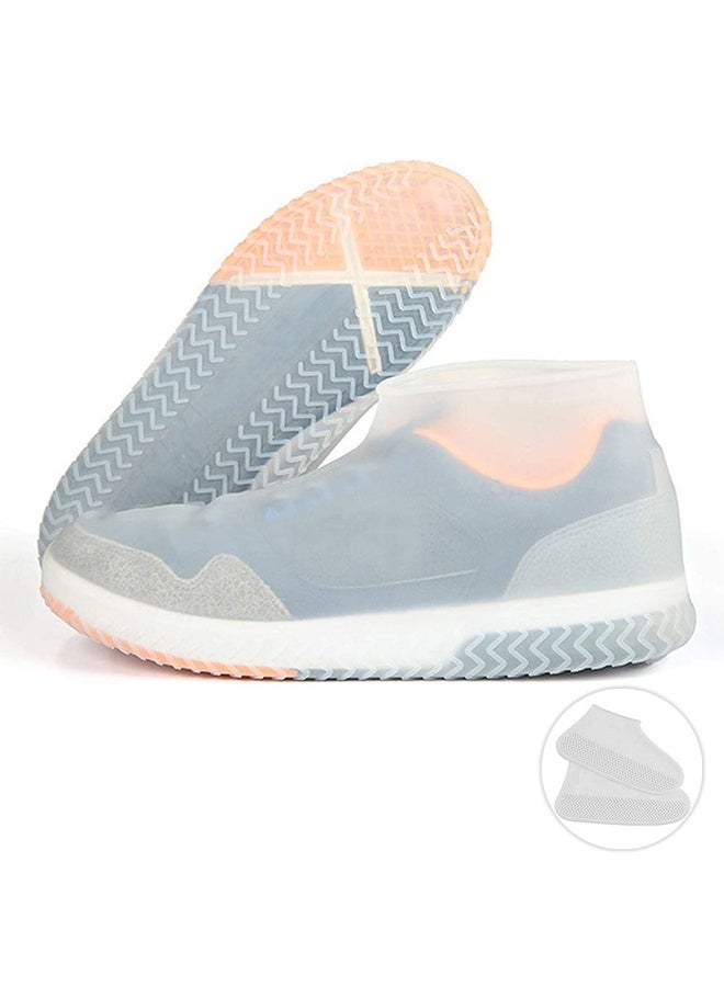 GUSGU White Waterproof Shoe Covers Silicone Non Slip Rubber Rain Shoe Cover Unisex Shoe Protectors Overshoes for Outdoor, Rain, Snow, Grassland Shoes Women Men 1Pair (L size) - Image 2