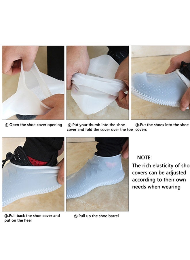 GUSGU White Waterproof Shoe Covers Silicone Non Slip Rubber Rain Shoe Cover Unisex Shoe Protectors Overshoes for Outdoor, Rain, Snow, Grassland Shoes Women Men 1Pair (L size) - Image 5