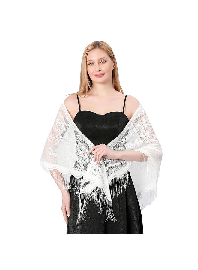 Elegant Triangle Lace Shawl Wraps for Women, Soft Fashion Cover Up, Ideal for Wedding Ceremony Evening Formal Party Dresses - Image 2