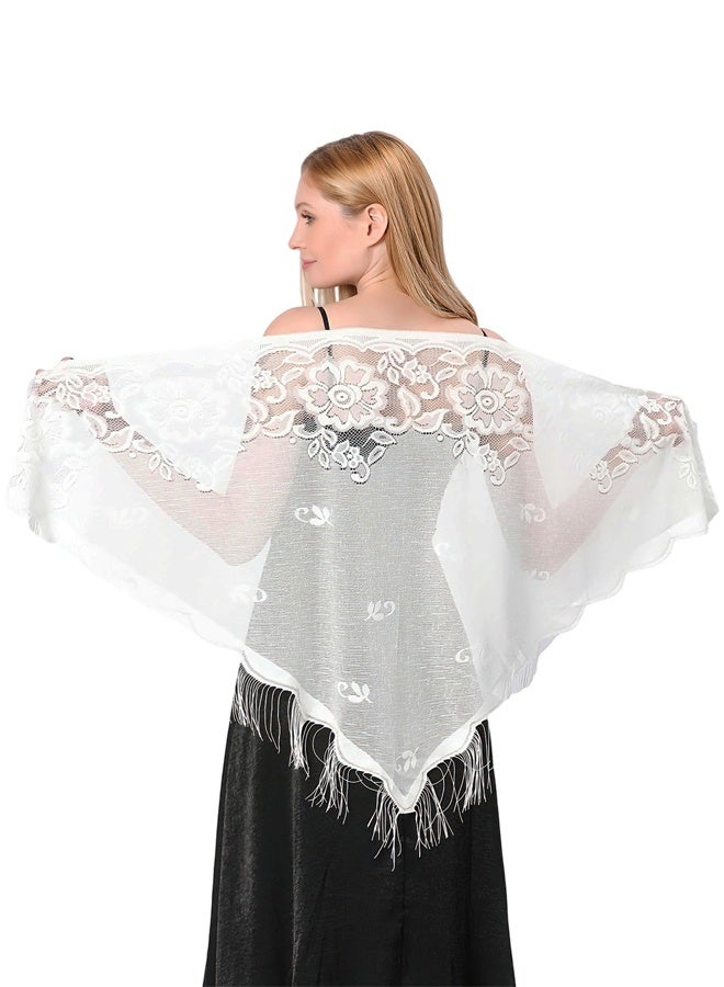 Elegant Triangle Lace Shawl Wraps for Women, Soft Fashion Cover Up, Ideal for Wedding Ceremony Evening Formal Party Dresses - Image 1