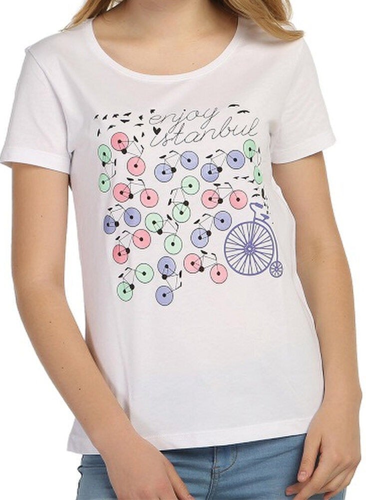 بيج ديزاين تيشيرت نسائي أبيض BiggDesign Enjoy Istanbul - Image 1