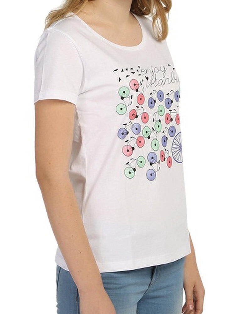 بيج ديزاين تيشيرت نسائي أبيض BiggDesign Enjoy Istanbul - Image 3