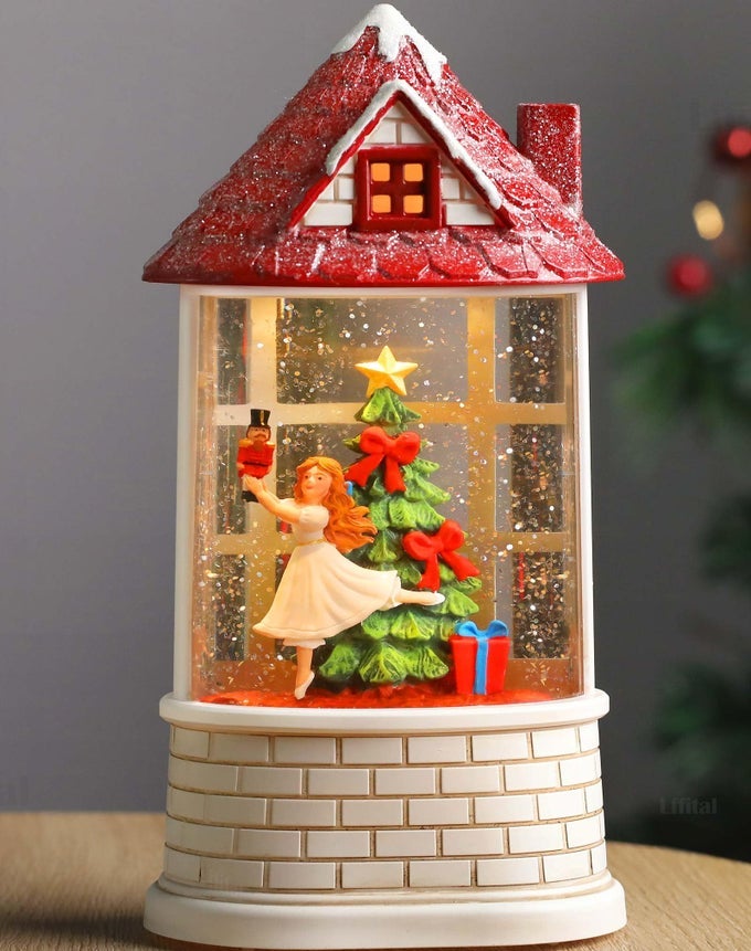 CHRISTMAS SNOW GLOBE BALLERINA NUTCRACKER SNOW GLOBE LANTERN WITH MUSIC GLITTERING LIGHTED CHRISTMAS TREE AND CLARA BIRTHDAY GIFT TABLE INDOOR DECORATION FOR GIRLSUSB AND BATTERY OPERATED 82