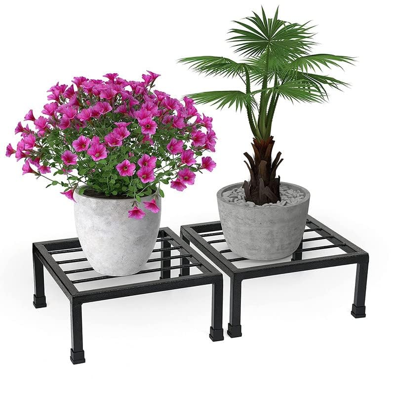 Rollyware ® Designer Square Metal Plant Stand, Indoor/Outdoor, Low Corner Stand, Heavy Duty Flower Pot Holder, Plant Rack (Black, Pack of 10) - Image 5