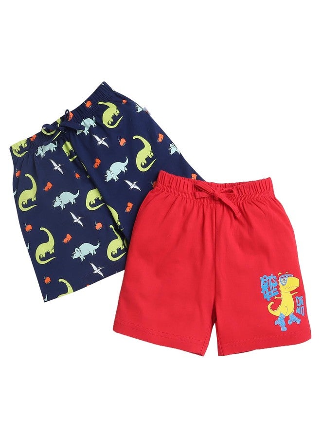 BUMZEE شورتات بومزي للأولاد باللونين الأزرق الداكن والأحمر - عبوة من 2 - العمر: 6-12 شهر (Peb9222C-nbl.red) - Image 1