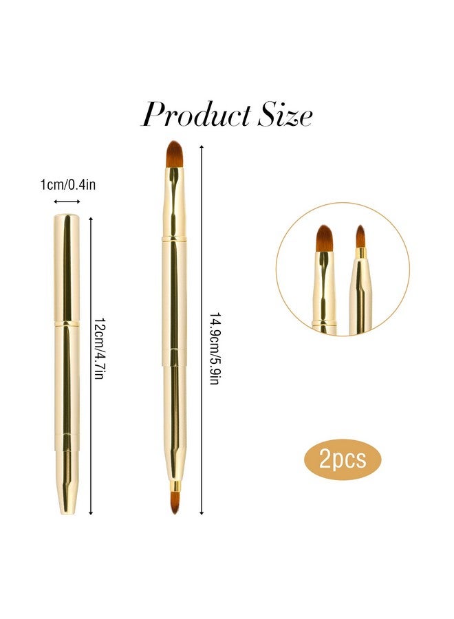 Sliverdew 2 Pack Retractable Lip Brush For Lipstick Lip Gloss Doubleended Lip Makeup Brushes With Cap Lipstick Brush Applicator Travel - Image 5