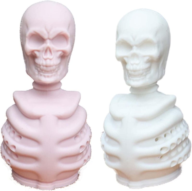 Kakeah 2 Skull Tea Infusers for Loose Tea, Food Grade Silicone Hot Tea Strainers for More Enjoyable Tea Times with Friends and Family(White and Pink) - Image 1