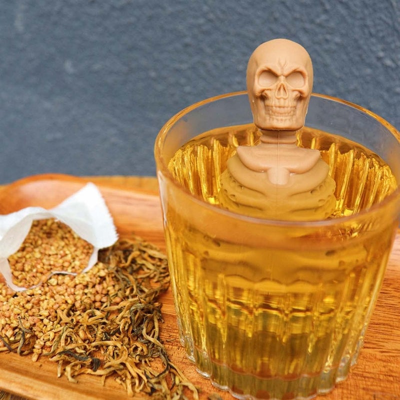 Kakeah 2 Skull Tea Infusers for Loose Tea, Food Grade Silicone Hot Tea Strainers for More Enjoyable Tea Times with Friends and Family(White and Pink) - Image 5