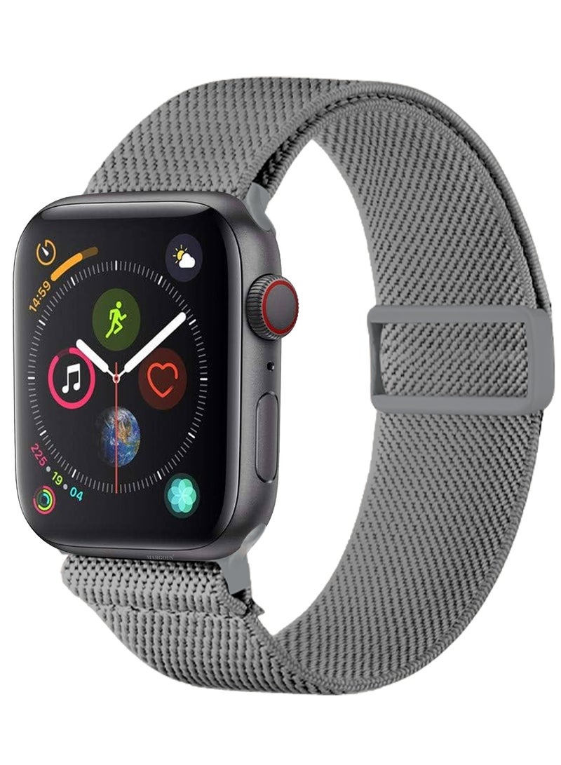 Magnetic Clasp Band for Apple Watch 49mm 45mm 44mm 42mm (Series 1-3), Nylon Elastic Stretchy Strap Compatible with iWatch Series Ultra 10-1 - Charcoal Grey - Image 5