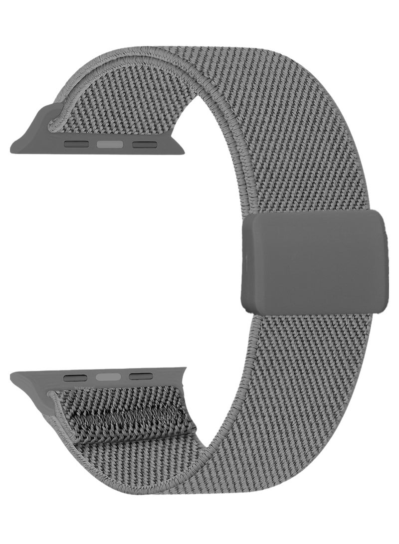 Magnetic Clasp Band for Apple Watch 49mm 45mm 44mm 42mm (Series 1-3), Nylon Elastic Stretchy Strap Compatible with iWatch Series Ultra 10-1 - Charcoal Grey - Image 1
