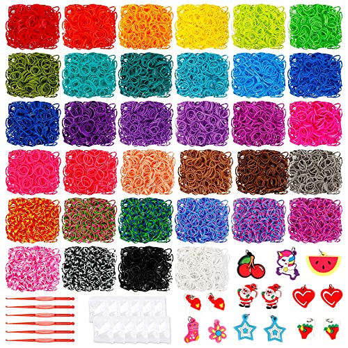 JRVT 17160+ Loom Rubber Bands Refill Kit in 34 Color with 600 Clips,6 Hooks,1 Instruction, Premium Bracelet Making Kit for Kids Weaving DIY Crafting Gift - Image 1