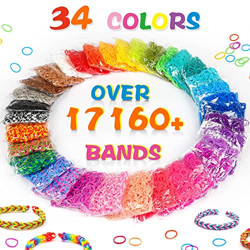 JRVT 17160+ Loom Rubber Bands Refill Kit in 34 Color with 600 Clips,6 Hooks,1 Instruction, Premium Bracelet Making Kit for Kids Weaving DIY Crafting Gift - Image 2