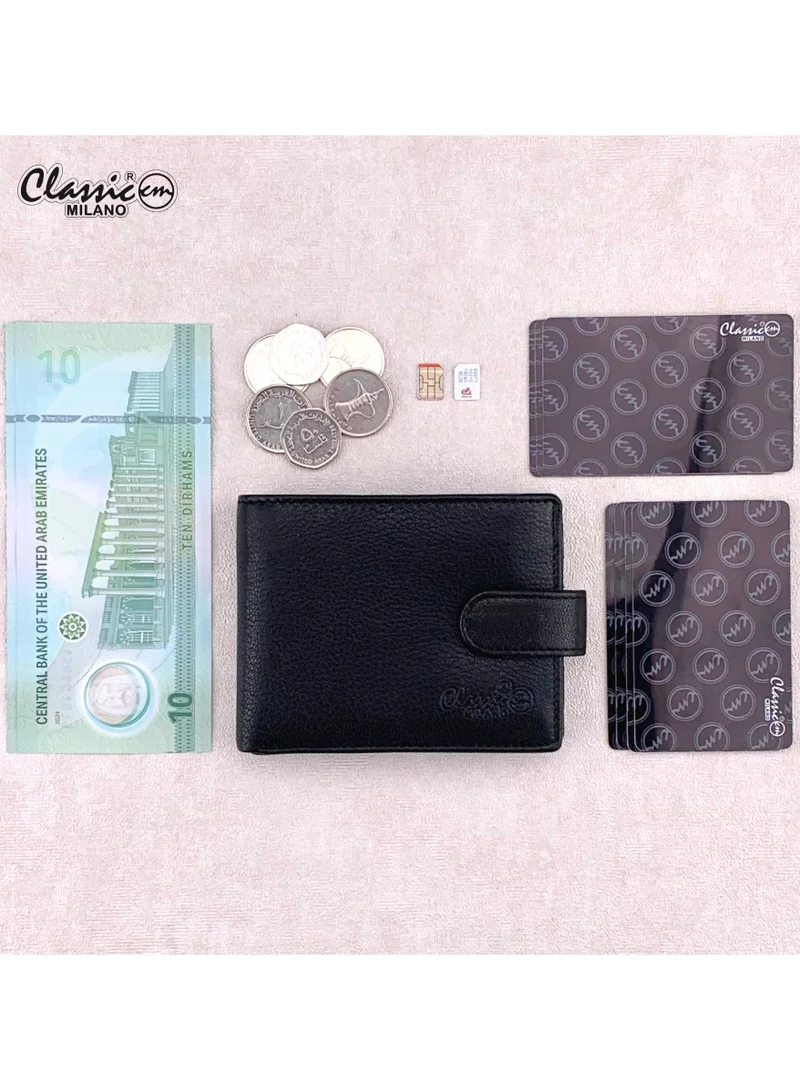Classic Milano Black (GTF-07-EM) Classic Milano Men’s Wallet – Slim Bifold Leather Wallet for Men with RFID Blocking, Multiple Card Slots & Middle Zip – Stylish Mens Purse Wallets Gift for Husband, Father for Men | Best Price UAE