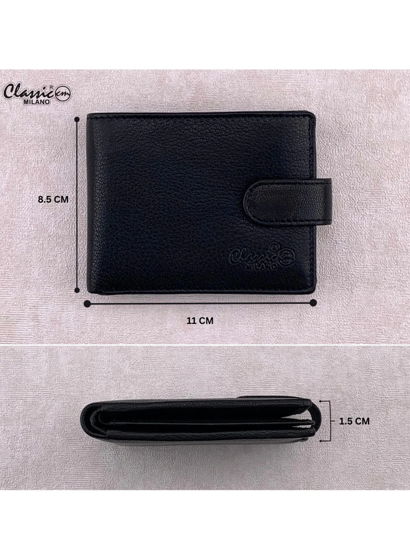 Classic Milano Black (GTF-07-EM) Classic Milano Men’s Wallet – Slim Bifold Leather Wallet for Men with RFID Blocking, Multiple Card Slots & Middle Zip – Stylish Mens Purse Wallets Gift for Husband, Father for Men | Best Price UAE