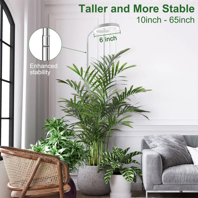 wolezek Grow Lights for Indoor Plants Full Spectrum, 80 LEDs 3 Colors Grow Light, 65in Large Plant Lights for Indoor Growing with 360Â°Gooseneck, 6/12/16H Timer, 5 Brightness, Height Adjustable, White - Image 4