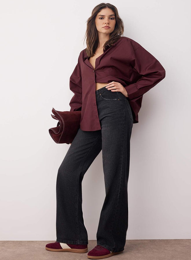 trendyol Black High Waist Wide Leg Wide Leg Jeans - Image 2