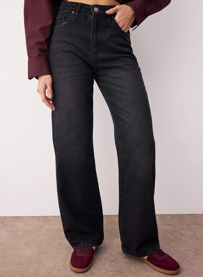 trendyol Black High Waist Wide Leg Wide Leg Jeans - Image 3