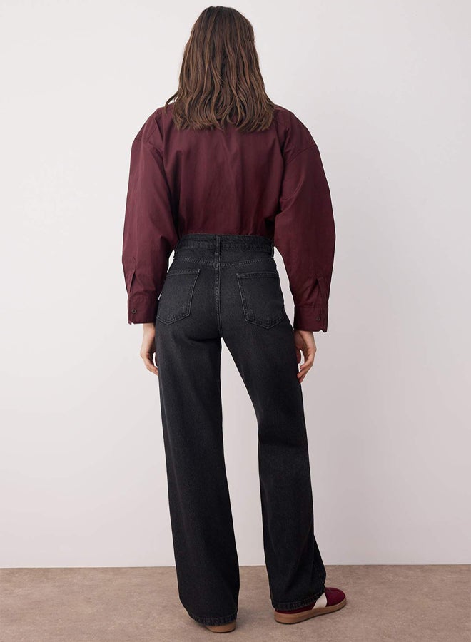 trendyol Black High Waist Wide Leg Wide Leg Jeans - Image 4