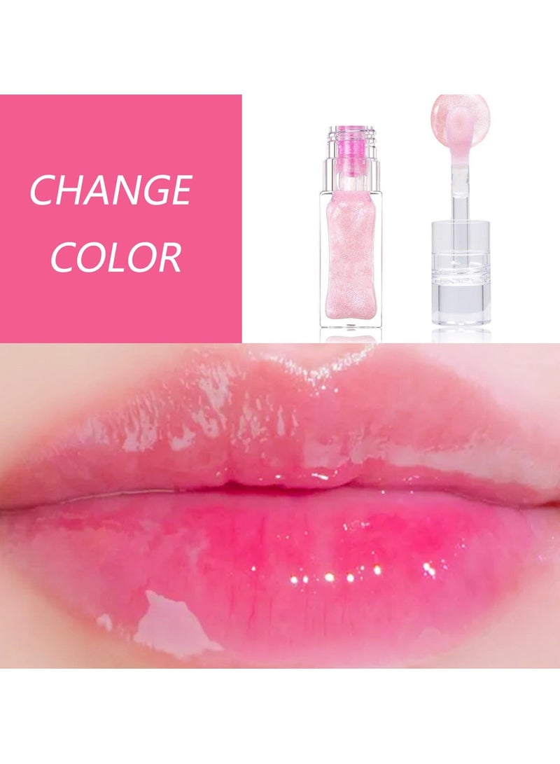 SYOSI Color Changing Lip Oil, Moisturizing Lip Glow Oil, Plumping Glimmer Lip Glow Oil, Long Lasting Nourishing Non-sticky Lip Oil, Transparent Lip Care Oil - Image 2