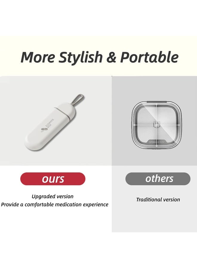 Three-Compartments Portable Pill Case Travel Moisture Proof Pill Box for Tablets Vitamins Cod Liver Oil Supplements and Medication,White. - Image 3