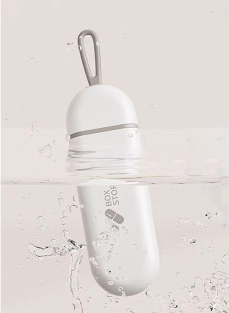 Three-Compartments Portable Pill Case Travel Moisture Proof Pill Box for Tablets Vitamins Cod Liver Oil Supplements and Medication,White. - Image 2