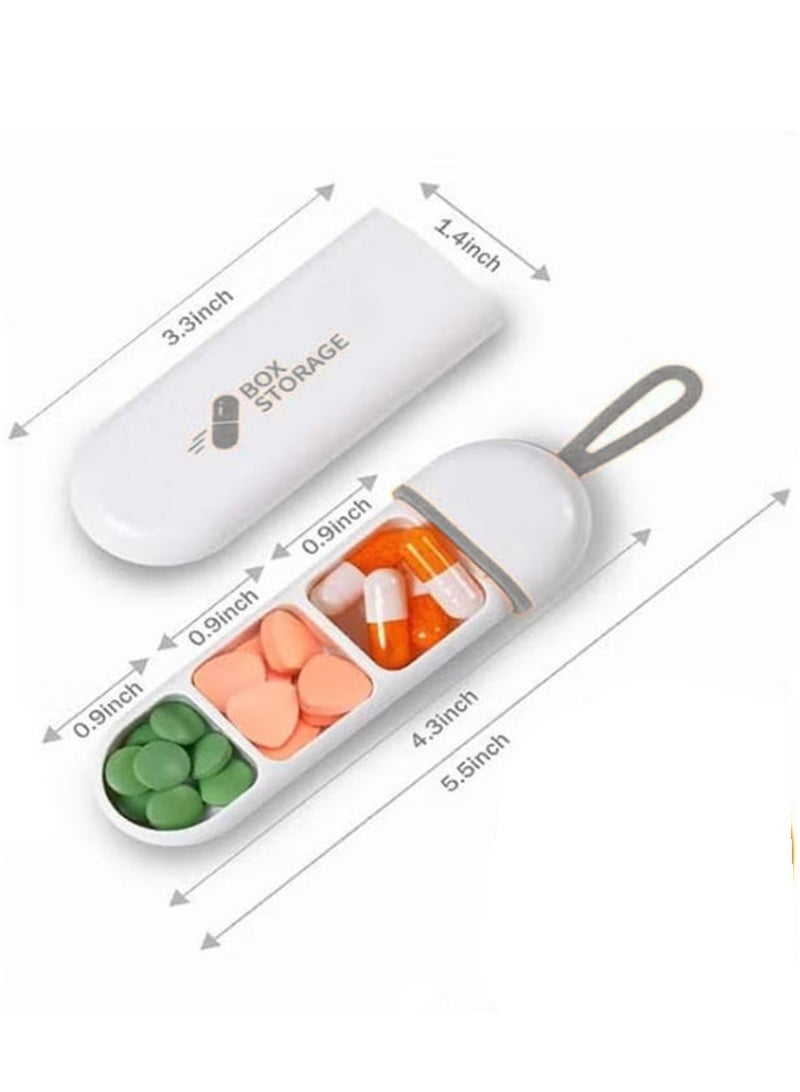 Three-Compartments Portable Pill Case Travel Moisture Proof Pill Box for Tablets Vitamins Cod Liver Oil Supplements and Medication,White. - Image 5