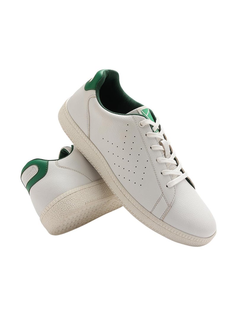 hummel Classic Pinnacle Casual Sneaker for Men Lightweight Breathable with Enhanced Comfort Cushioned Insole and Slip-Resistant Work and Play Casual Shoes-UK 10 White/Green - Image 1