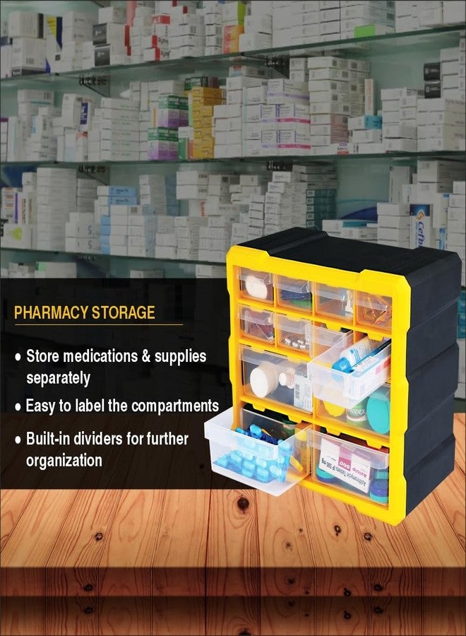 Alkon Plastics Component Organiser with Drawers (ACO12) | Small Parts Storage Jewellery Pharmacy Shop Medicine Nuts Screws Bolts DIY Clinic Hospital Mobile Shop |12 Drawers - Image 5