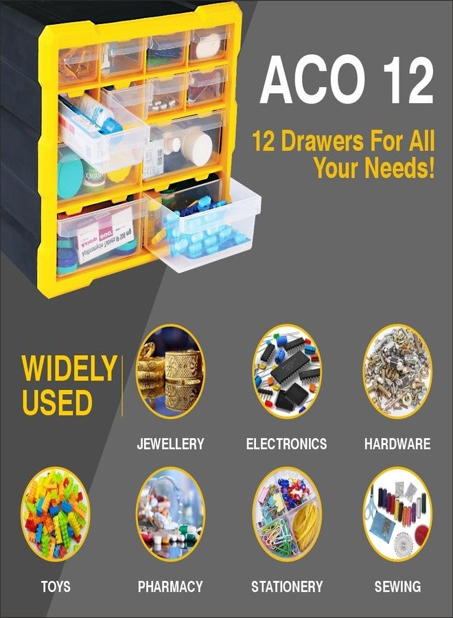 Alkon Plastics Component Organiser with Drawers (ACO12) | Small Parts Storage Jewellery Pharmacy Shop Medicine Nuts Screws Bolts DIY Clinic Hospital Mobile Shop |12 Drawers - Image 4