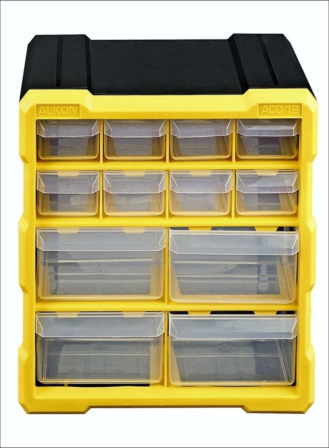 Alkon Plastics Component Organiser with Drawers (ACO12) | Small Parts Storage Jewellery Pharmacy Shop Medicine Nuts Screws Bolts DIY Clinic Hospital Mobile Shop |12 Drawers - Image 1