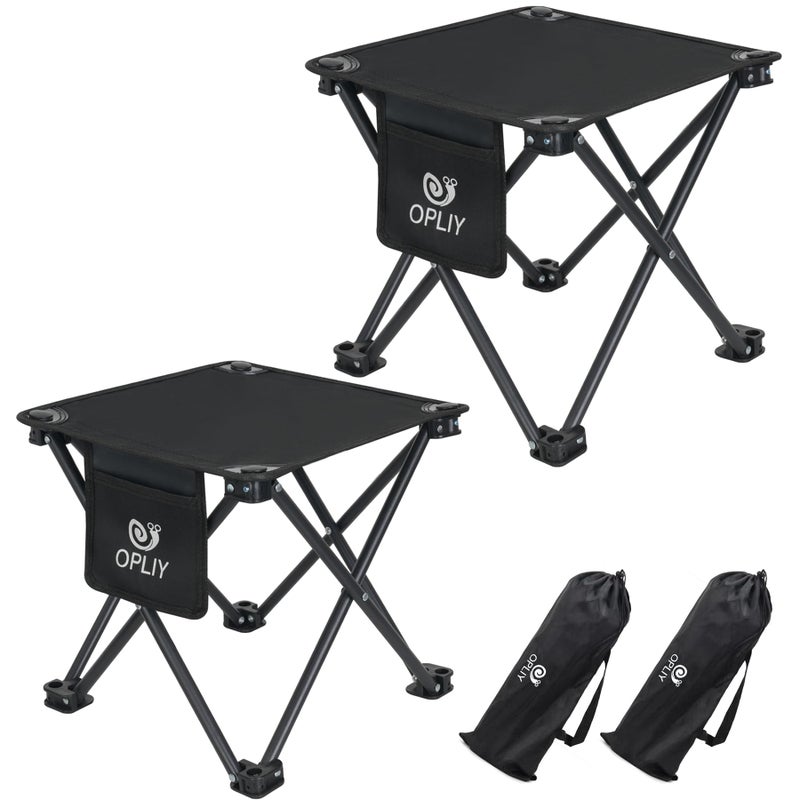 Opliy Camping Stool 2 Pack,13 Inch Portable Folding Stool for Outdoor Gardening and Beach Hiking Fishing,Foot Stool with Carry Bag (Black) - Image 1