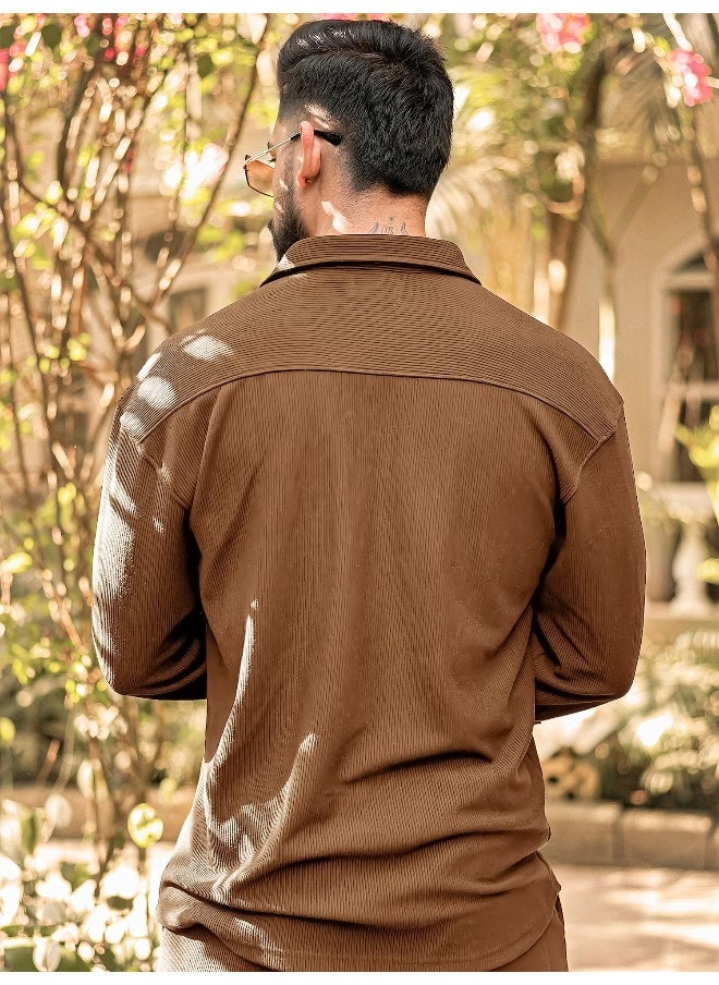 Maniac Mens Solid Brown Corduroy fabric Cargo  - Image 2