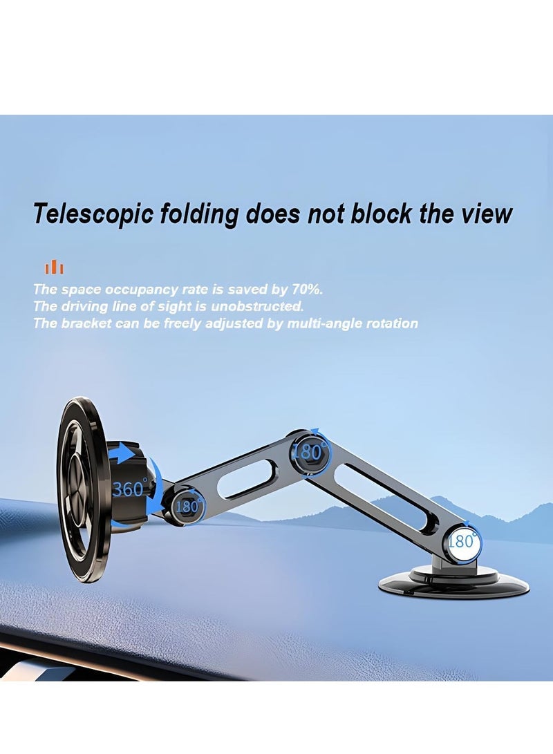 REBENUO Universal 360° PRO Magnetic Suction Car Phone Holder – Strong Magnetic Phone Mount for Car Dashboard & Windshield, Adjustable Arm, 360° Rotation, One-Hand Operation, Stylish & Secure (Black) - Image 5