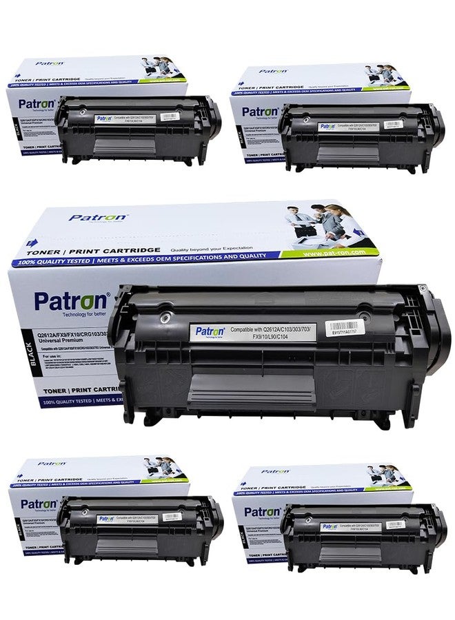 خرطوشة حبر باترون 12A فائقة التوفير Q2612A (5 قطع)، متوافقة مع طابعات HP LaserJet - 1010، 1012، 1015، 1018، 1020، 1022، 1022n، 3020، 3030، 3050، 3052، 3055، M1300، M1319f، وCanon 2900 - Image 1