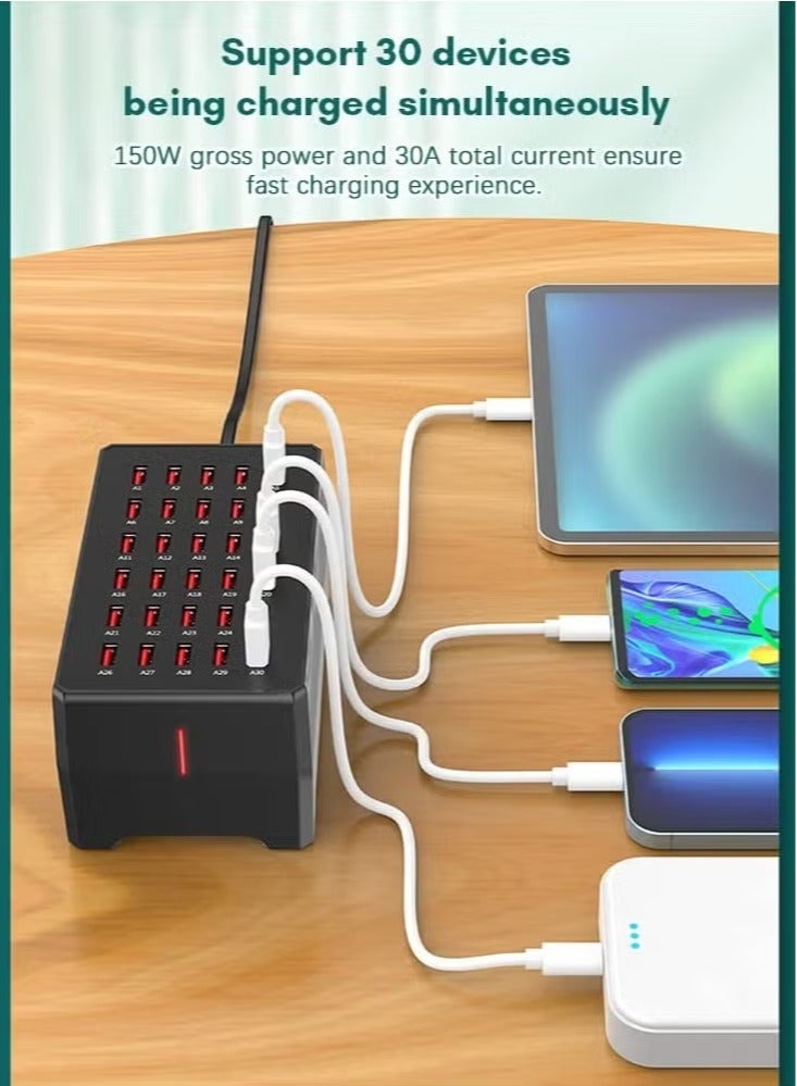 ELTRAZONE 30-Port USB Charging Station 150W – High-Speed Multi-Port Desktop Charger for Smartphones, Tablets & More, Compact & Efficient Power Hub for Home, Office & Travel Use - Image 4